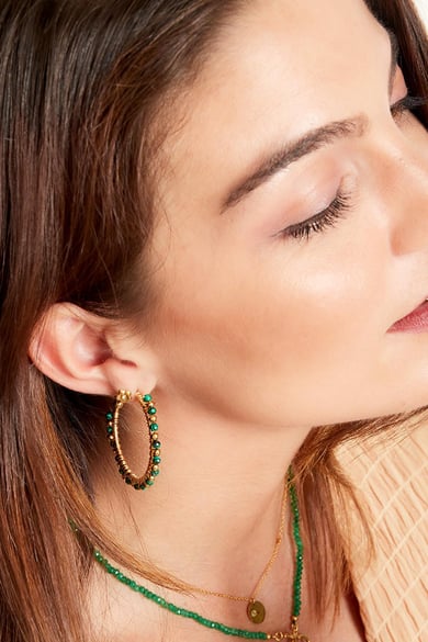 Earrings beaded hoops Black Copper h5 Picture3